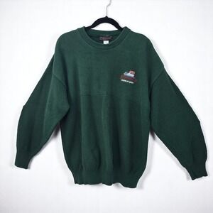 VTG Andrew Rohan Steamboatin American Queen Knit Sweater‎ Men XL Textured Green